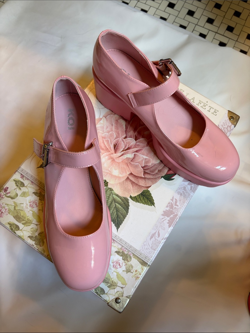 KOI Pink Patent Mary Jane Platform Shoes